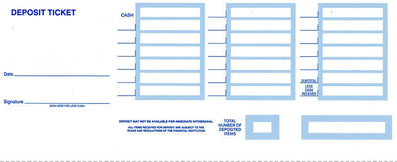 Computer Deposit Slips for QuickBooks-100 - 1 Part
